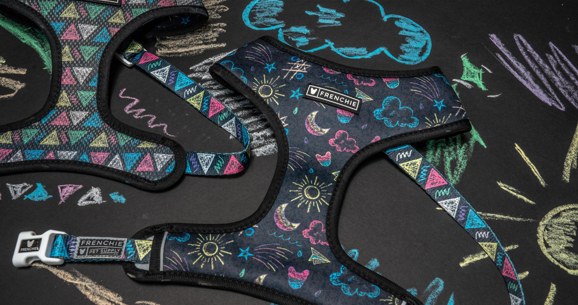 Frenchie Duo Reversible Harness - Chalk Art